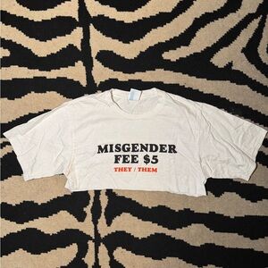 Cream White Graphic Crop Top